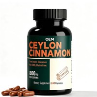 Capsules végétales de poudre de cannelle de Ceylan sur mesure, formule personnalisée, bouteille et étiquette personnalisées, complément alimentaire ODM, fabrication OEM