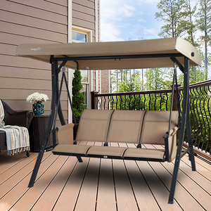 Industrieller Metall-Gartenschaukelstuhl in Beige, Hochwertige Outdoor-Hängemöbel für Park und Hotel, Modernes Design - Product Image 2
