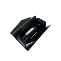 Caja de Vino Magnética Plegable Negra de Lujo Personalizada al por Mayor con Grabado para Empaque de Vodka y Refrescos, Empaque de Cartón