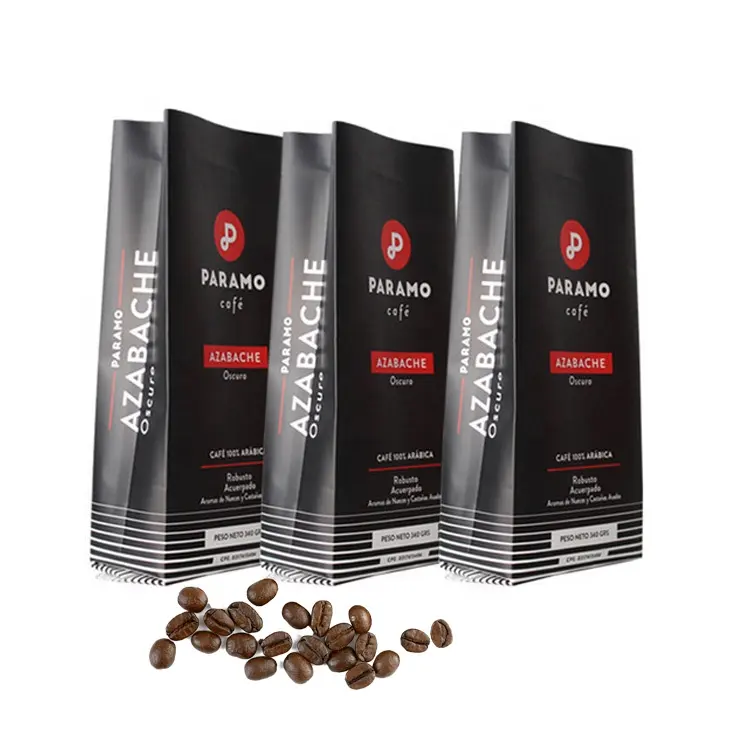 Custom Design Aluminum Foil Matt Black Coffee Beans Packaging Side Gusset Coffee Bags With Degassing Valve