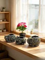Pot de fleurs en ciment imitation roche, sculpté à la main, en forme de grenouille, escargot, tortue, style américain, décoration de jardin rustique extérieur