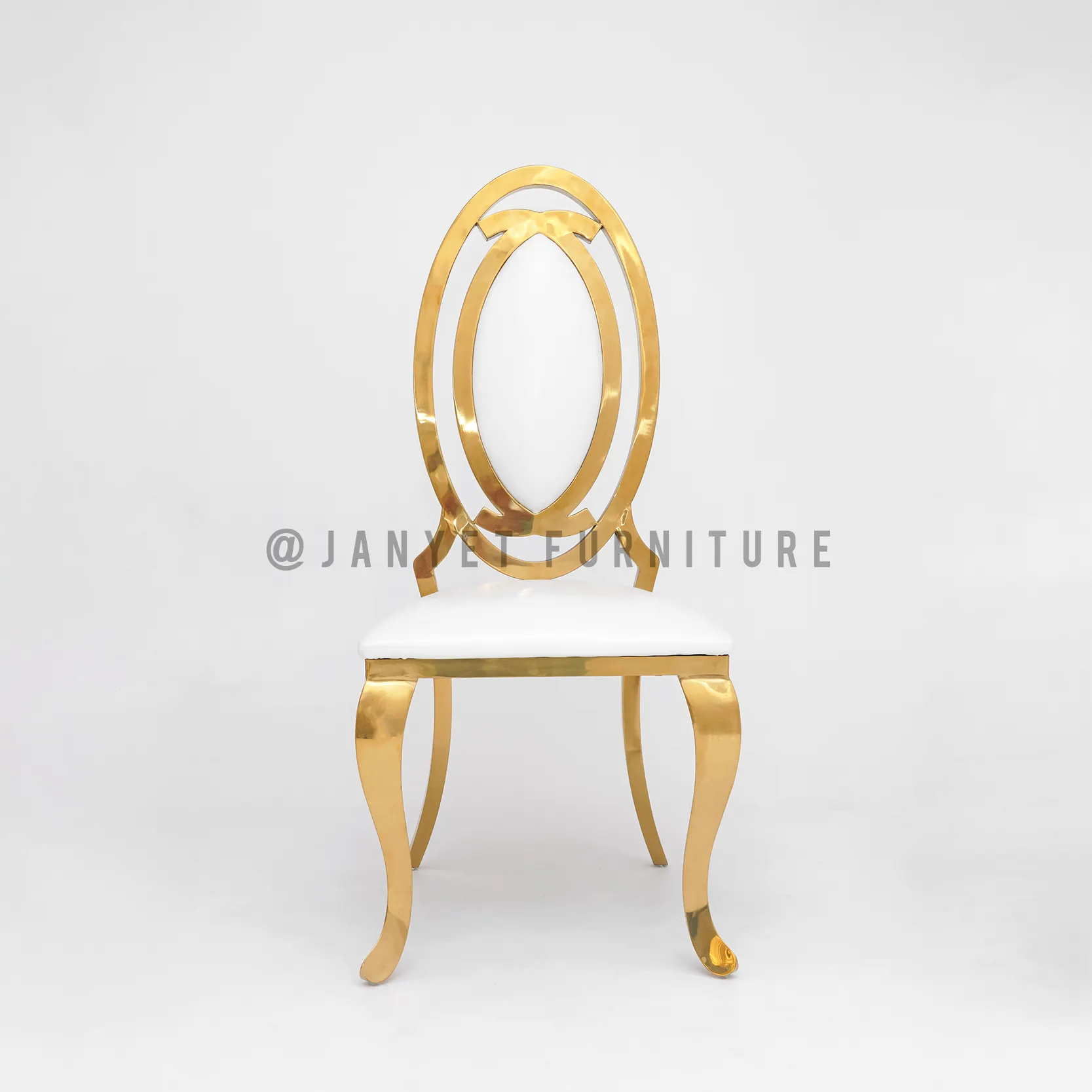 Luxury Oval Back Dining Gold Stainless Steel Hotel Chair Wedding and Event