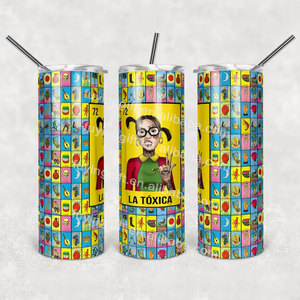 Mexican Loteria Tóxico 20 oz Skinny Beer Tumbler taza de café personalizada Sublimación botella de <span class=keywords><strong>agua</strong></span> doble capa Taza de acero inoxidable - Product Image 3