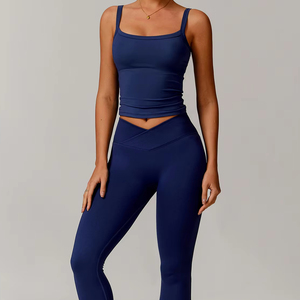 Bán Buôn Chất Lượng Cao Phụ Nữ Tập Thể Dục Tank Top <span class=keywords><strong>2</strong></span> Mảnh Hoạt Động Mặc Thiết Lập Tùy Chỉnh Liền Mạch Chéo Eo Xà Cạp Workout Yoga Phù Hợp Với - Product Image 1