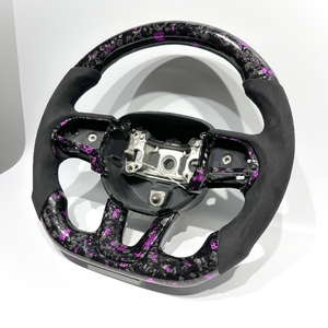 Volant de direction personnalisé en fibre de carbone forgée et cuir perforé pour voiture universelle - Product Image 2