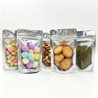 Sacs refermables en PE/PET de qualité alimentaire avec fenêtre, noir mat, réutilisables, pour aliments, bonbons, bijoux et petits objets