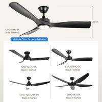 Vente flash Ventilateur de plafond moderne grand modèle LED avec lumière, 52 pouces, ABS, 3 pales, 3 couleurs, gradation, luxe, DC