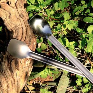 Accessoires de camping en plein air, randonnée pédestre, pique-nique, cuillère à long manche en titane, cuillère-fourchette en titane, couverts de camping, cuillère de camping, fourchette de camping - Product Image 6