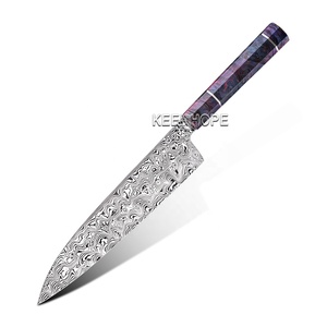 Keenhope sang trọng 8 inch Damascus đầu bếp dao Thụy Điển damasteel vinland rwl34 bột thép ổn định Maple Burl xử lý sắc nét laser - Product Image 1