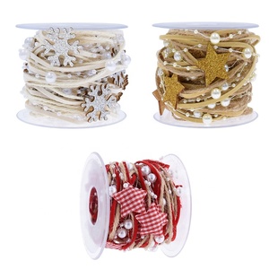 Buatan tangan ramah lingkungan berwarna-warni Natal Pentagram manik rantai elegan mutiara bundel pohon Natal dekorasi pita unik - Product Image 1