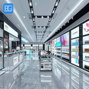 Chất lượng cao mỹ phẩm Showcase đứng giá Nước hoa hiển thị kiosk slatewall Tóc Giả Kệ mỹ phẩm hiển thị đứng với đèn LED - Product Image 5