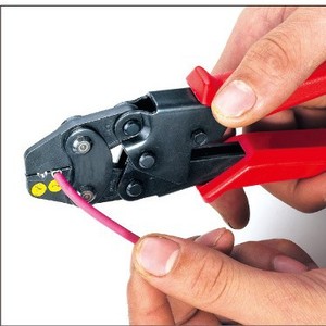 Miniature Bare Terminal Crimping <b>Pliers</b> HS-1MA/2MA Ratchet Type 23 Awg Front Entry Industrial Grade - Product Image 5