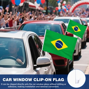 Drapeau de voiture brésilien résistant aux déchirures et au vent, 12x18 pouces, bannière automobile personnalisée double face en polyester avec poteau à clip en plastique - Product Image 5