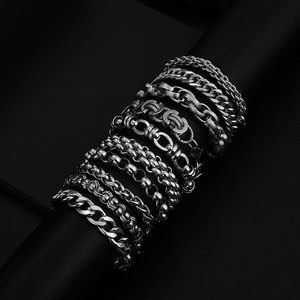 Bracelets à maillons épais pour hommes de styles variés : cubains, byzantins, en forme de blé et plus encore |   Style Hip Hop Punk, imperméable et antirouille - Product Image 3