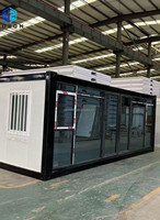 Maison conteneur préfabriquée en kit avec grande fenêtre vitrée, bureau conteneur modulaire et portable pour hébergement sur chantier