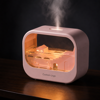 Diffuseur d'arômes Micro Paysage Goutte de Pluie 250ml, Brume Silencieuse, Veilleuse LED, Humidificateur USB pour Huiles Essentielles, en Plastique, pour Table