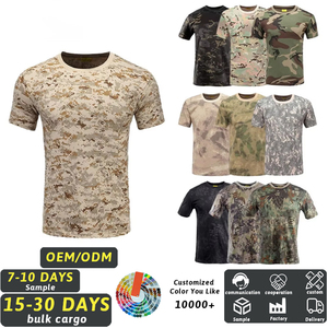 Camiseta de Pesca Personalizada de Algodón Puro, Transpirable, que Absorbe la Humedad, Elástica, con Estampado de Camuflaje, Estilo Vintage, Manga Corta, Ropa de Trabajo - Product Image 1