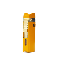 Nouveau Briquet à Triple Flamme pour Cigares en Alliage de Zinc, Rechargeable au Butane avec Réservoir de Gaz Visible et Support pour Cigares