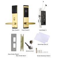 Cerradura Inteligente RFID Moderna y Duradera de Acero Inoxidable para Puerta de Madera, Sistema de Control de Acceso T57 con Almacenamiento en la Nube para Hoteles, Llave de Tarjeta Dorada