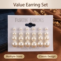 Boucles d'oreilles clous en perles acryliques, lot de 12 paires, tailles 6mm 8mm 10mm 12mm, imitation perle tendance pour présentation en magasin