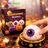 Jouet Squishy en Gelée d'Halloween en Forme de Citrouille et d'Œil, Jouet Sensoriel Anti-Stress à Presser en TPR