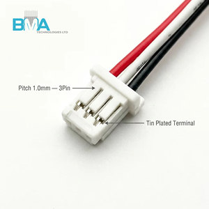 OEM Klantspecifieke verzinkte 30AWG UL1061 1.0mm pitch 3-pins 61mm draadboom Molex compatibele strip tin voor PCB draagbare sensor - Product Image 3