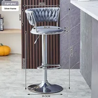 Chaise de bar commerciale de luxe légère en fer avec siège pivotant et base ronde sur pied, fonction de réglage en hauteur