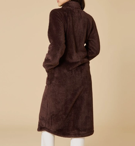 Custom Label Flannel Home Luxury Robes Women Men Thermal Solid Fleece Bathrobe Autumn Winter Night <strong>Gown</strong> Women's Plush <strong>Zip</strong> Robe - Product Image 4