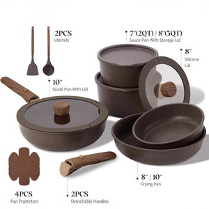 Ceramic <b>Cookware</b> <b>Set</b> 17 Piece Non Stick Detachable Handle Space Saving Kitchen Cooking <b>Set</b> - Product Image 3