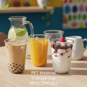 Bicchieri di Plastica a Forma di U all'Ingrosso, 12oz 16oz 20oz, Bicchieri di Plastica Trasparenti Personalizzati Usa e Getta, Riciclabili, per Tè al Latte con Fondo Rotondo - Product Image 2