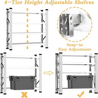 Étagères de rangement en acier inoxydable, rayonnages en acier à 4 niveaux, étagères de garage sans boulons, fabrication de rayonnages de garage