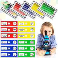 Kids Plastic Prepared Microscope Slides Biological Animals Specimen Plants Insects Flowers Sample Accessories 12pcs/Set