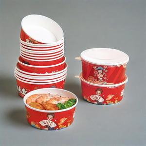 <b>Disposable</b> Custom Printed Take Away 20oz 25oz 32oz 37oz 43oz 44oz PLA Coated Water Based Kraft Paper Salad <b>Bowl</b> - Product Image 5