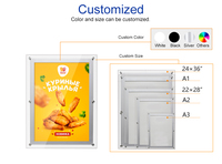 Cadre d'affichage LED RGB en acrylique ultra-mince sans cadre, éclairage cristallin, simple face, pour affiches A1 A3, couleur LED