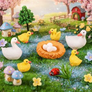 Mini-canards en résine en gros, figurines réalistes de canards et de canetons, décorations de jardin miniatures qui brillent dans le noir, micro-paysages - Product Image 3