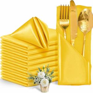 Serviette de table en satin marron, mouchoir doux, décoration romantique pour banquet de mariage, serviettes de table carrées pour dîner - Product Image 5
