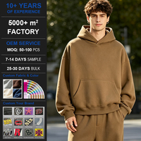 Sweatshirt Hoodie Pria Oversize Model Kotak Bahan French Terry Premium Dicuci Tangan Logo Sablon Custom Bordir Solid