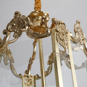 Orta yüzyıl vintage dikdörtgen pirinç lamba cam fenerler dekoratif kafes pirinç kolye lamba - Product Image 5