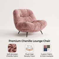 Fauteuil d'appoint moderne en tissu nuage, fauteuil de détente individuel doux, chaise longue à pieds en métal noir pour salon, villa, hôtel