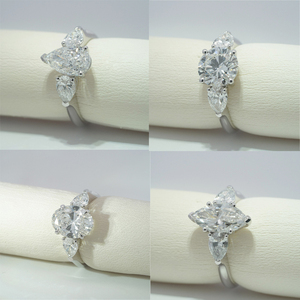 Luxury Fancy Shape Three <b>Stone</b> Lab Diamond Engagement Ring 10k White Gold Diamond Ring Starsgem - Product Image 3