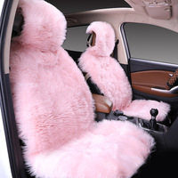 Housse de siège de voiture chauffante pour l'hiver, en laine cachemire épaisse et longue haute densité, coussin de dossier de siège auto