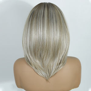 Pelo corto 13x4 HD, pelucas frontales de encaje sin pegamento, fibra resistente al calor, sin llama, degradado, Color Rubio, pelo sintético, peluca con malla frontal - Product Image 6