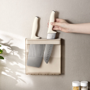 Hedou Wall Mount Knife Rack Plastic Knife Holder 35pcs Capacity Easy Installation Kitchen Storage White And Green - Product Image 2