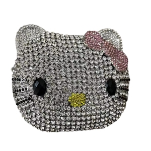 Bolso de Mano con Cabeza de Gatito Adorno de Cristales, Estilo Anime, Brillante, Hecho a Mano, con Diamantes, para Mujer, Navidad - Product Image 6