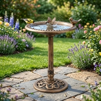 Mangeoire à oiseaux antique de 70 cm de hauteur, grande, pour l'extérieur, verticale, détachable, bain à oiseaux extérieur imperméable, ornement, bain à oiseaux