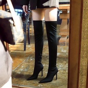 <span class=keywords><strong>Stivali</strong></span> da donna a calzino alti fino al ginocchio scarpe a punta con tacco alto elasticizzato in tessuto lungo alla moda <span class=keywords><strong>stivali</strong></span> da donna - Product Image 2