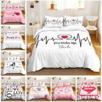 Parure de lit personnalisable avec nom imprimé, motif rose rouge amour mariage, 100% polyester, 400 fils/cm², literie écologique