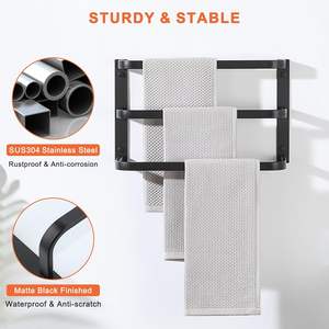 Toallero Moderno Negro Mate, Toallero de Pared para Baño, Soporte para Toallas, Estante para Toallas de 5 Niveles - Product Image 3