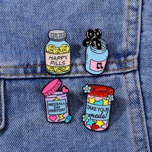 Broche créative et mignonne <span class=keywords><strong>en</strong></span> forme de flacon de médicament avec lettres anglaises, accessoire de décoration pour sac à dos et vêtements, badge - Product Image 2