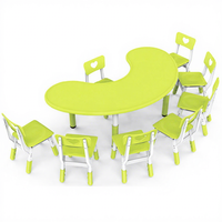 Ensemble table et chaises semi-circulaires robustes sur mesure OEM ODM pour écoles maternelles, bords arrondis